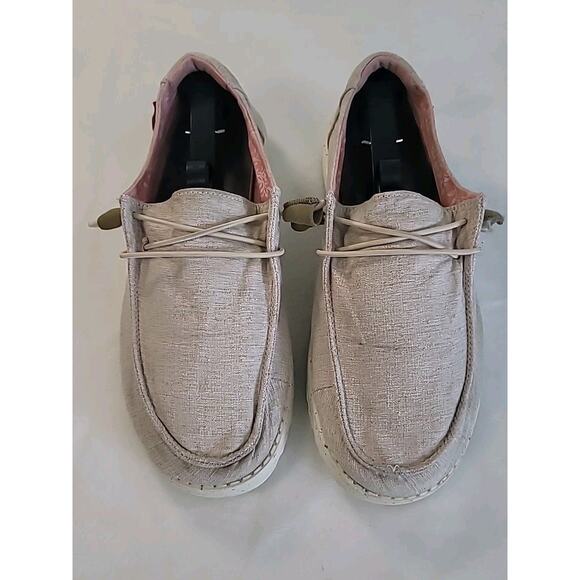 Hey Dude Wendy Chambray White Nut Size 10 Slip-On Shoes GUC - Picture 4 of 10